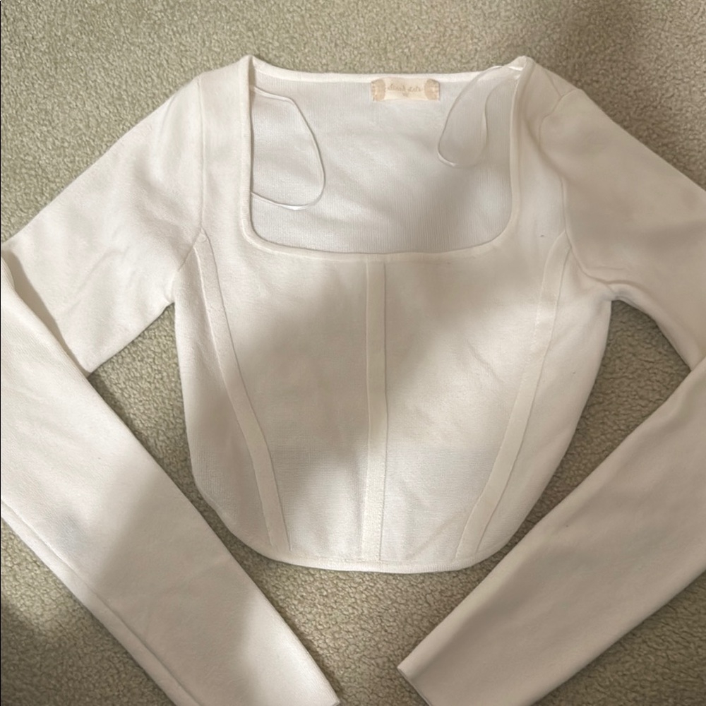 Elegant Cream Long Sleeve Women's Top